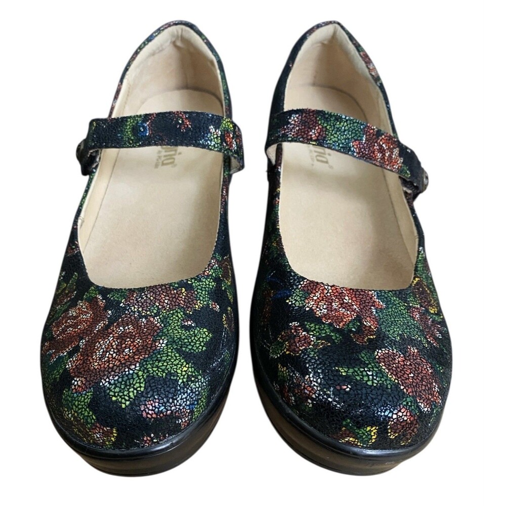 Alegria Flair Mary Janes Winter Garden Floral Wedge Shoes